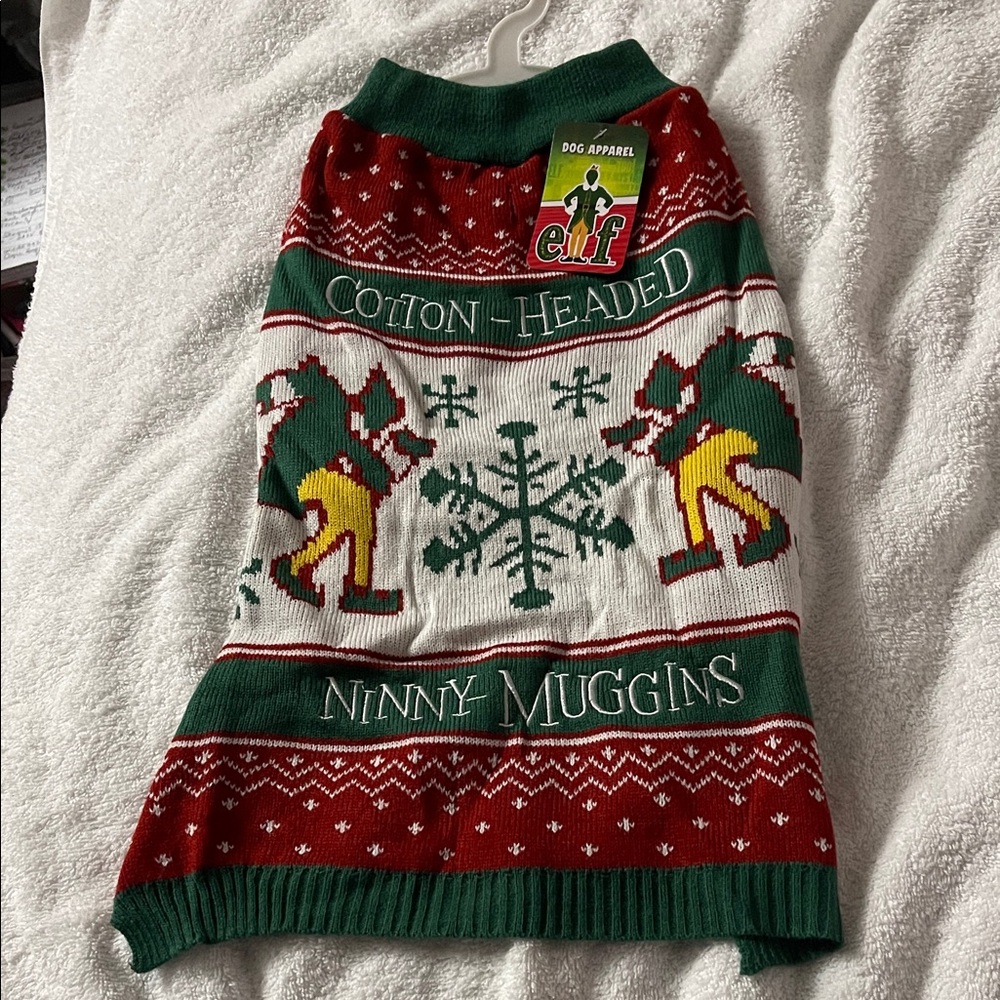 Elf Dog Sweater - Red and Green